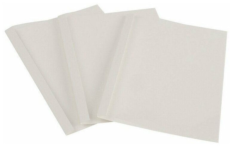 Обложка для термопереплета Promega office белые, картон/пластик 8мм, 100 штук в упаковке