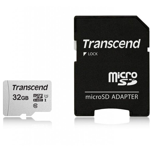 Карта памяти Transcend 300S microSDHC 32Gb UHS-I Cl10 +ад, TS32GUSD300S-A карта памяти transcend microsdhc 32gb class10 ts32gusd300s a adapter