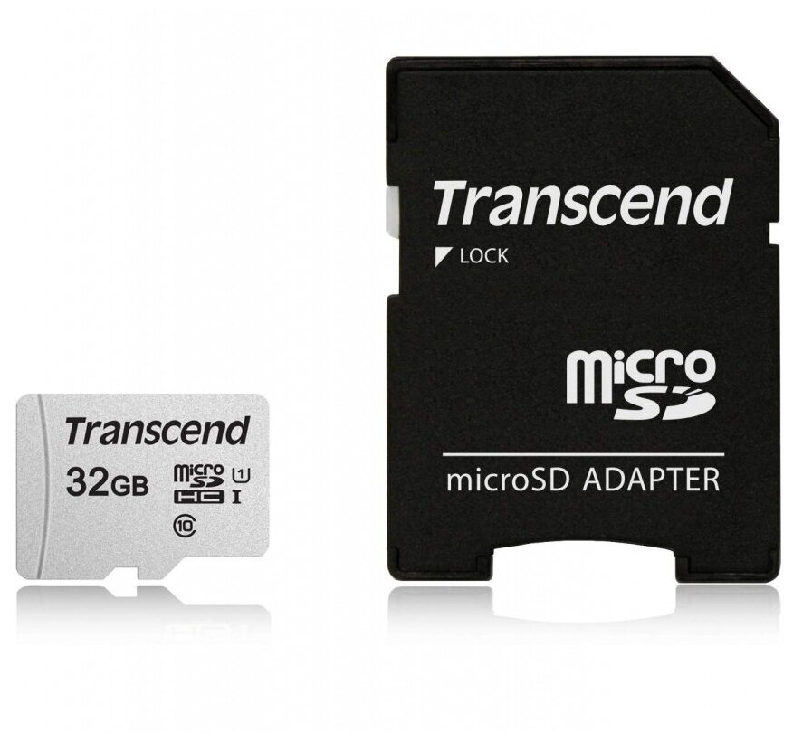 Карта памяти Transcend 300S microSDHC 32Gb UHS-I Cl10 +ад TS32GUSD300S-A