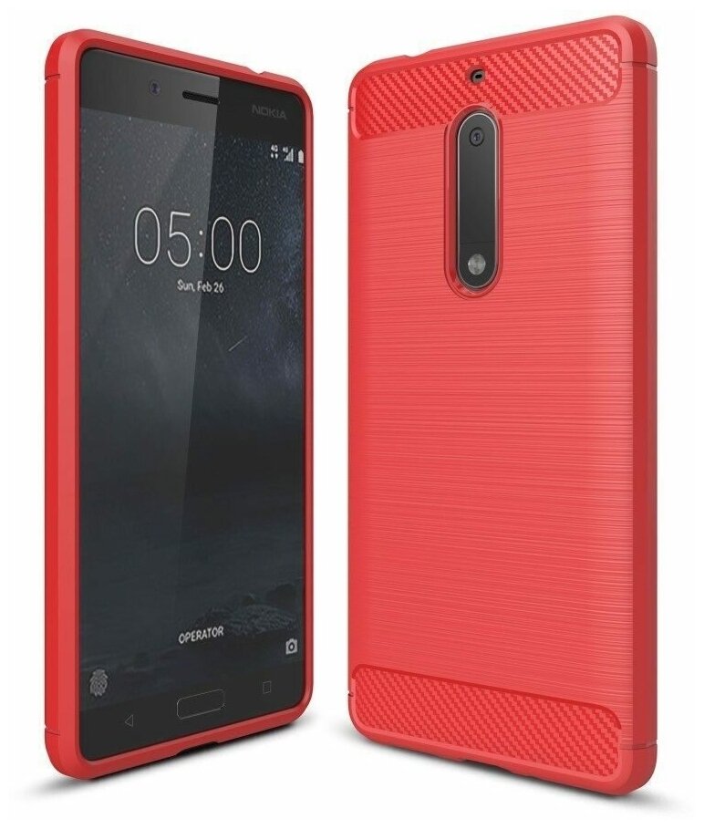 Чехол-накладка Carbon Fibre для Nokia 5 (красный)