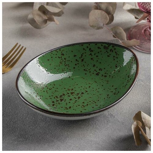Салатник керамический «Созвездие», 19×14 см, цвет зелёный (1шт.)