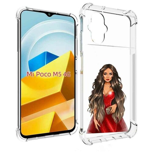 Чехол MyPads девушка-в-вечернем-платье женский для Xiaomi Poco M5 задняя-панель-накладка-бампер