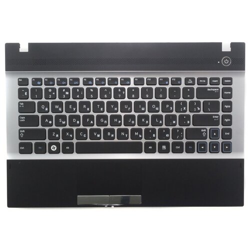 Клавиатура для ноутбука Samsung NP300V4A черная с черным с серым топкейсом 2300₽