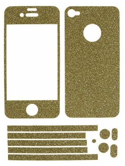 Защитная пленка с блестками на две стороны для iPhone 4 4S, Shijia Colour Screen Protector, золотая