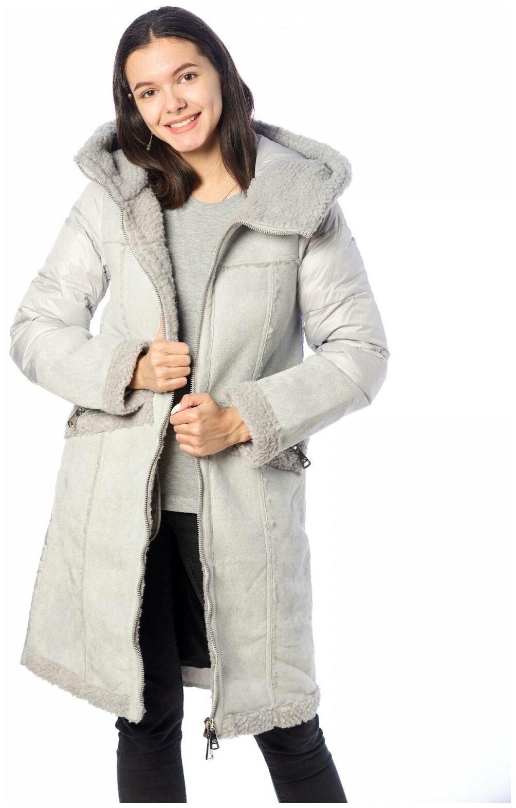 Зимняя куртка женская EVACANA 219 светло-серый 