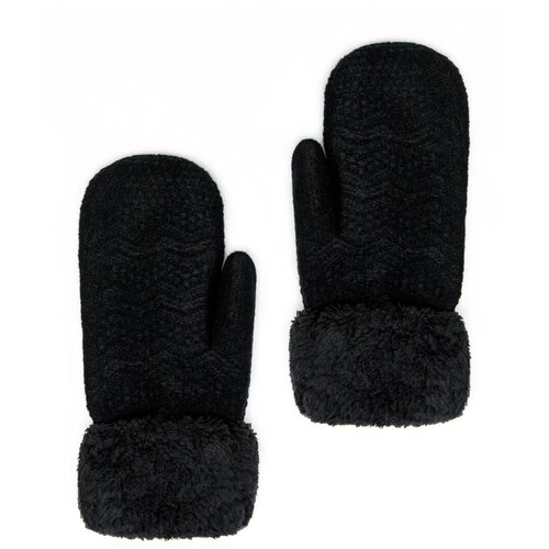 Зимние вязаные варежки с отворотом, с подкладом, трикотажные мягкие рукавицы, размер 6-8