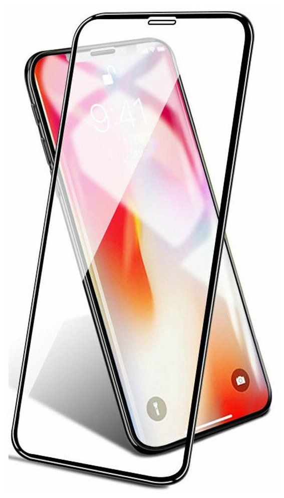 Полноэкранное защитное стекло для Apple iPhone X iPhone XS iPhone 11 Pro / Закаленное стекло с силиконовой рамкой на весь экран 18D (Черный)