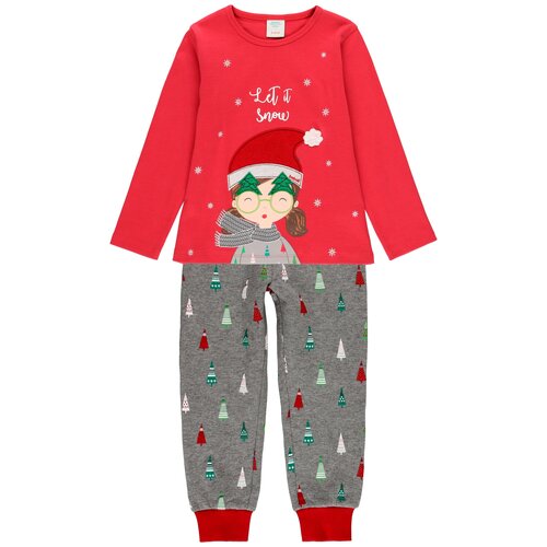 Пижама Boboli для девочек, брюки, размер 92, красный, серый