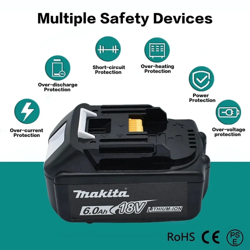 Аккумулятор для электроинструмента Makita 18V, 6000mAh, BL1850B, BL1830B, BL1860B, BL1830, BL1840B, аккумулятор для makita 18v 3ah li ion bl1830b bl1840b bl1850b bl1860b