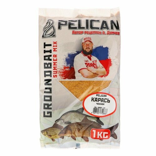 Прикормка PELICAN, карась, чеснок, 1 кг ароматизатор pelican mix 32 карась чеснок ваниль 500 мл