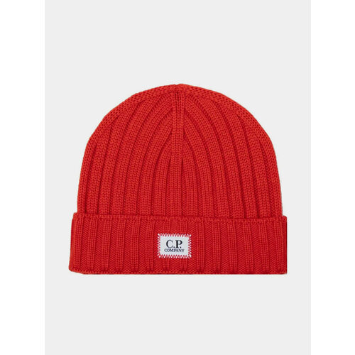 Шапка бини C.P. Company Extra Fine Merino Wool Logo, размер Onesize, оранжевый шапка c p company extra fine merino wool logo beanie