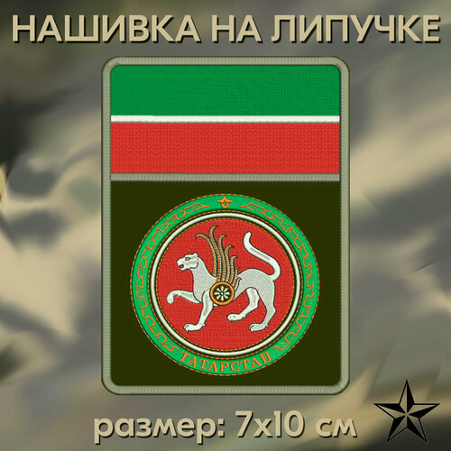 Шеврон герб татарстана С флагом на липучке, нашивка тактическая на одежду, 10*7 см, цвет 02. Патч с вышивкой Shevronpogon