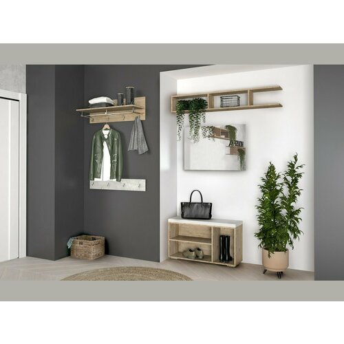 Серия 2- прихожая комплект 2 мрамор византийский\дуб харбор золотой