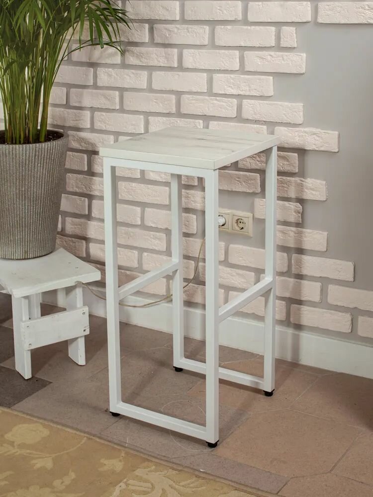 фото Барный стул "Urban", светло-серый, ноги белые