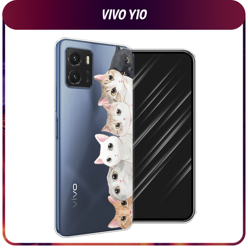 Силиконовый чехол на Vivo Y10 / Виво Y10 Котики, прозрачный силиконовый чехол на vivo y10 виво y10 маки и васильки фон прозрачный