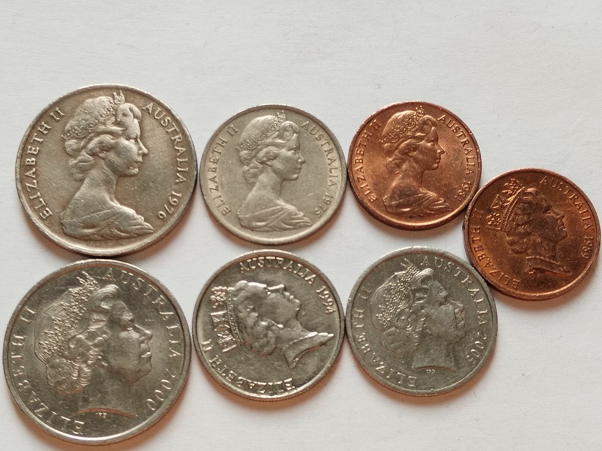 Австралия, набор 7 монет без повторов по типу. Королева Елизавета. Из обращения.