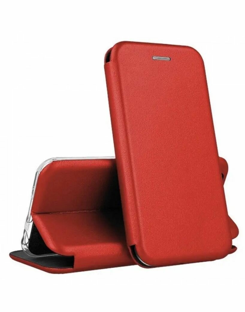 Чехол книжка для Huawei P30 Lite красная с магнитной застежкой с визитницей