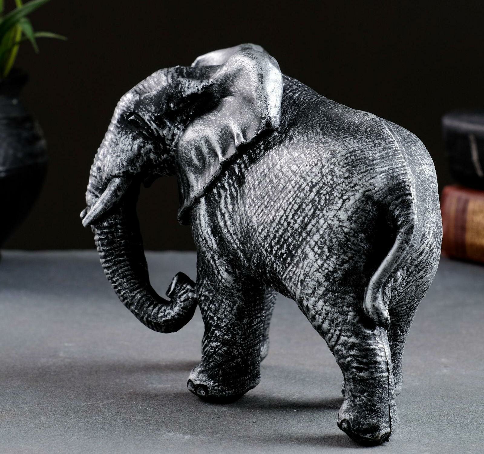 Фигура декоративная Слон африканский цв. серебро, 17,5*9*13см KSMR-713108/SG028