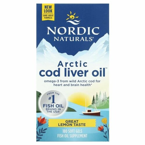 Nordic Naturals, Arctic Cod Liver Oil, масло печени арктической трески, вкус лимона, 180 таблеток