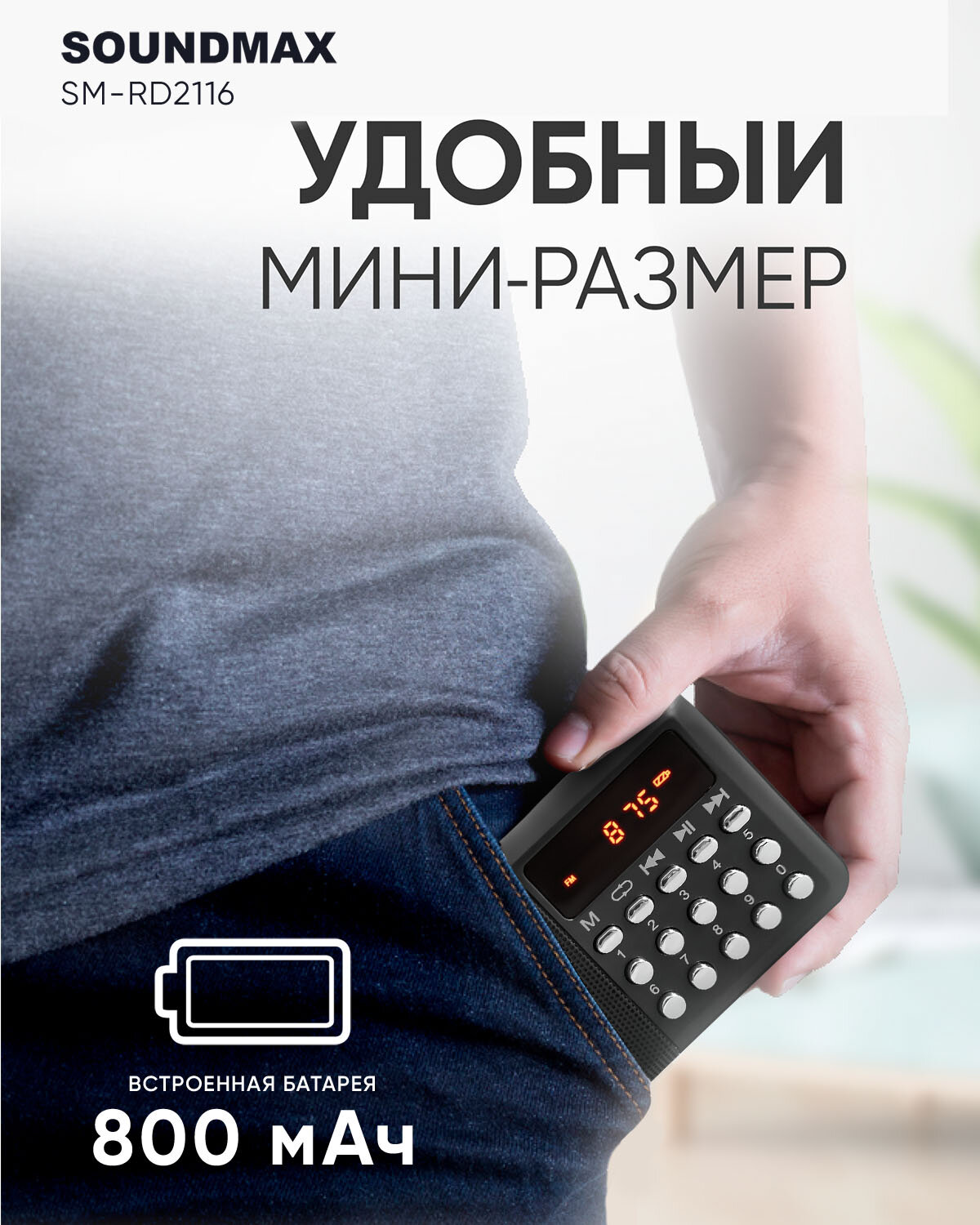 Радио Soundmax SM-RD2127(тёмный титан)