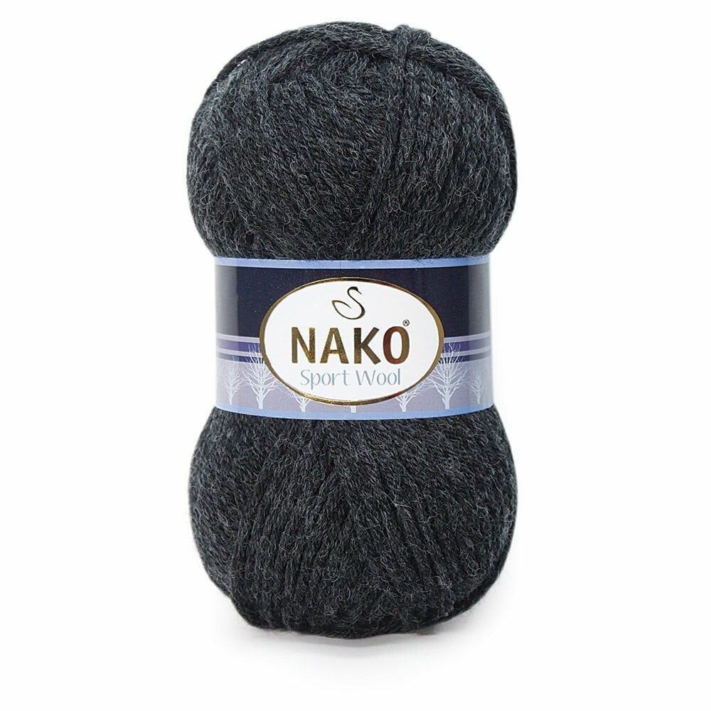 Пряжа Sport wool Nako, маренго - 1441, 25% шерсть, 75% премиум акрил, 5 мотков, 100 г, 120 м.