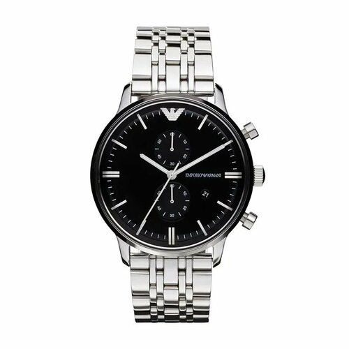 наручные часы emporio armani classic ar0389 серебряный черный Наручные часы EMPORIO ARMANI Classic, черный, серебряный