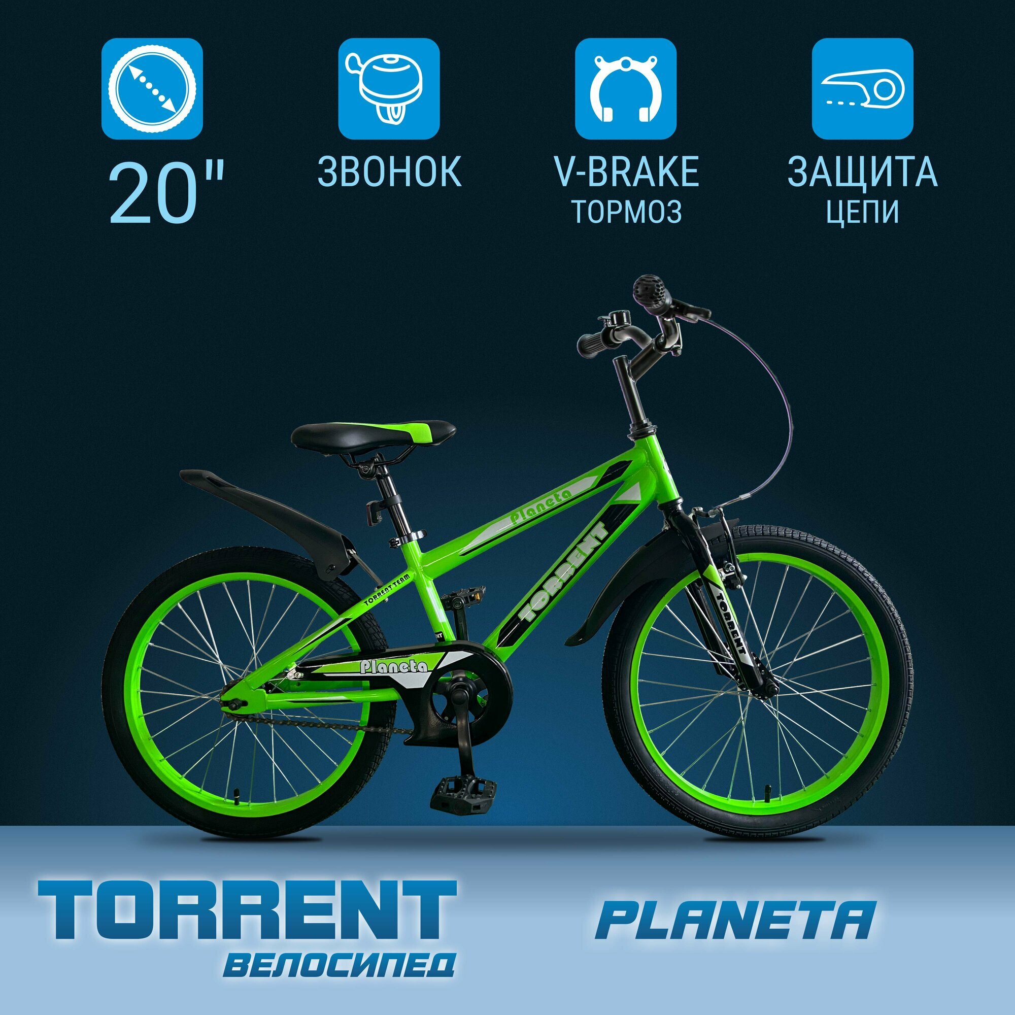 Детский велосипед TORRENT Planeta (дорожный, 1 скорость, рама сталь, колеса 20")