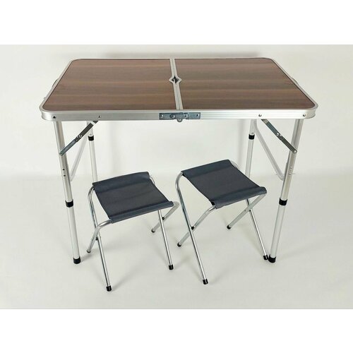 Стол складной для пикника и кемпинга 60 х 90 цвет коричневый + 2 стула-раскладушки 8614-1