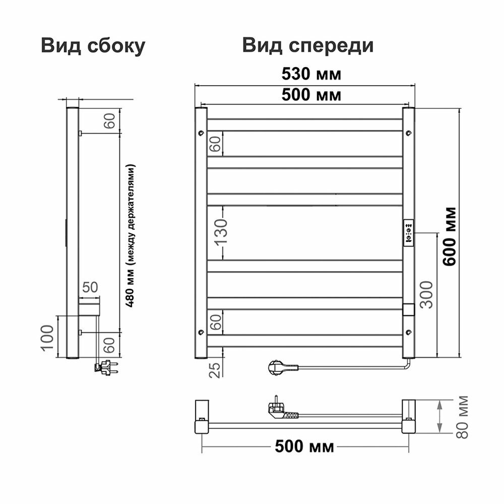 Полотенцесушитель электрический Indigo Oktava Slim 3 белый матовый - фото №16