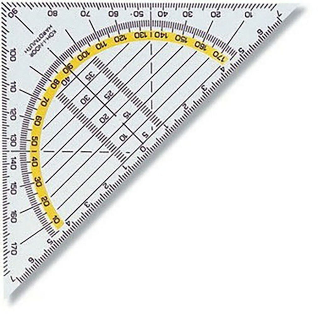 Угольник-транспортир 45/113, прозрачный