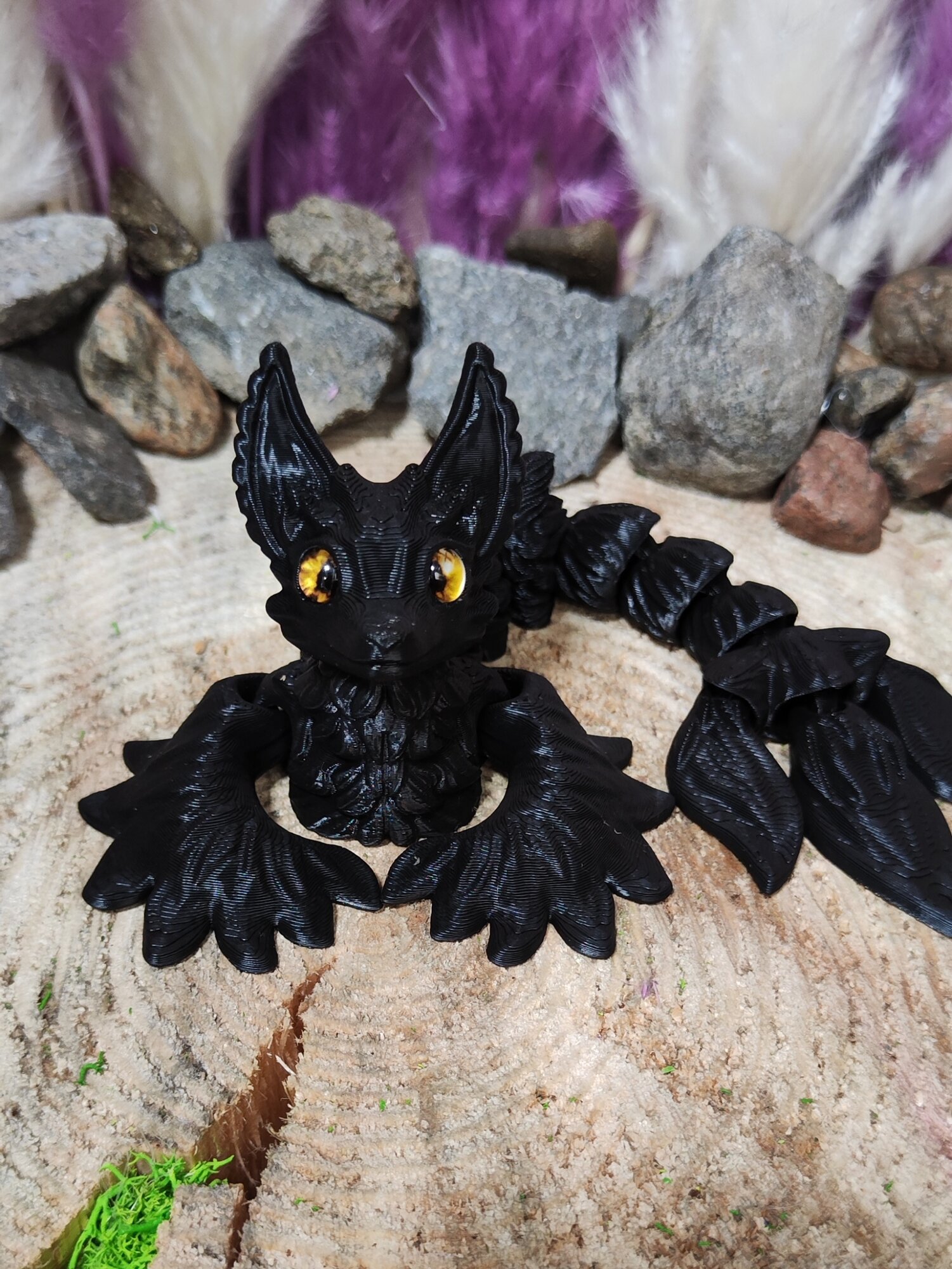 "Лисофей" подвижный дракончик Чудохвост, развивающая игрушка-антистресс, цвет: черный