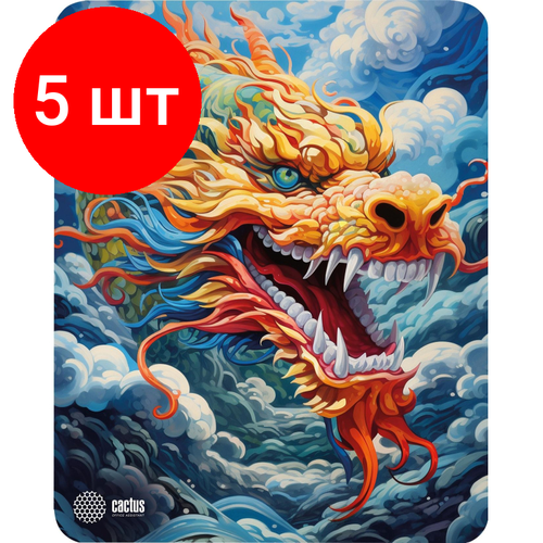 Комплект 5 штук, Коврик для мыши Cactus Colorful Dragon 300x250x3мм (CS-MP-D07M)