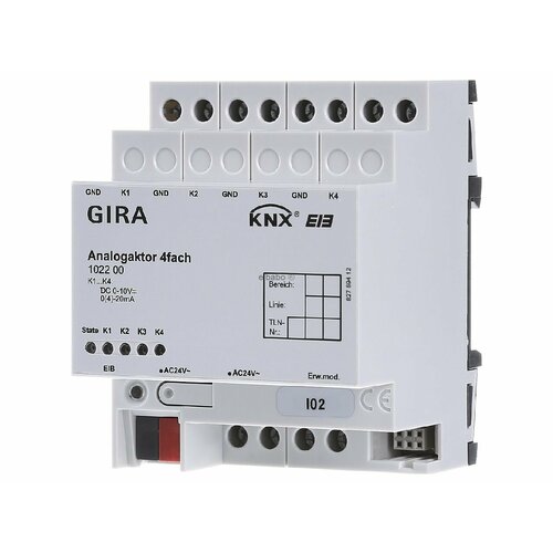 4-кратный аналоговый привод KNX для преобразования телеграмм KNX в аналоговые сигналы 102200