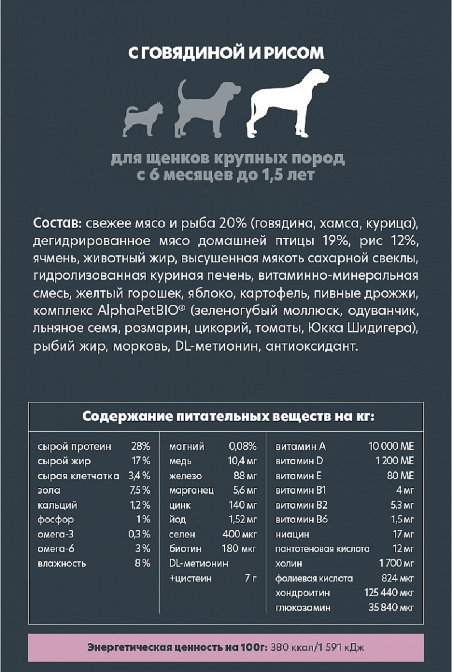 AlphaPet Superpremium сухой корм для щенков крупных пород (Говядина и рис, 3 кг.) - фото №15