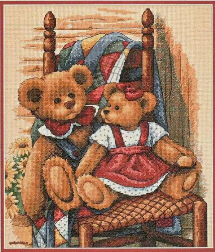 Изображение товара 35103 Набор для вышивания крестом "Мишки на стуле",30*36см, DIMENSIONS
