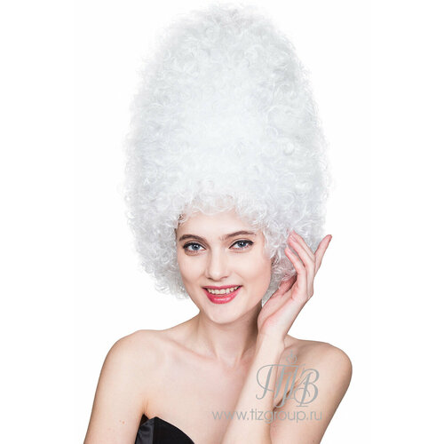 Парик дамы графини средневековый высокий белый в стиле Барокко мелкие кудряшки 1299₽