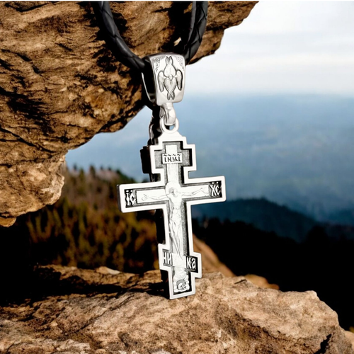 Крестик Леона, серебро, 925 проба, чернение, размер 6 см., серебро