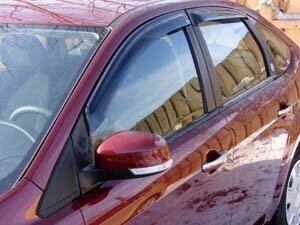 Дефлекторы боковых окон Ford Focus 2, 2005-2010, 4ч, темный / Форд Фокус