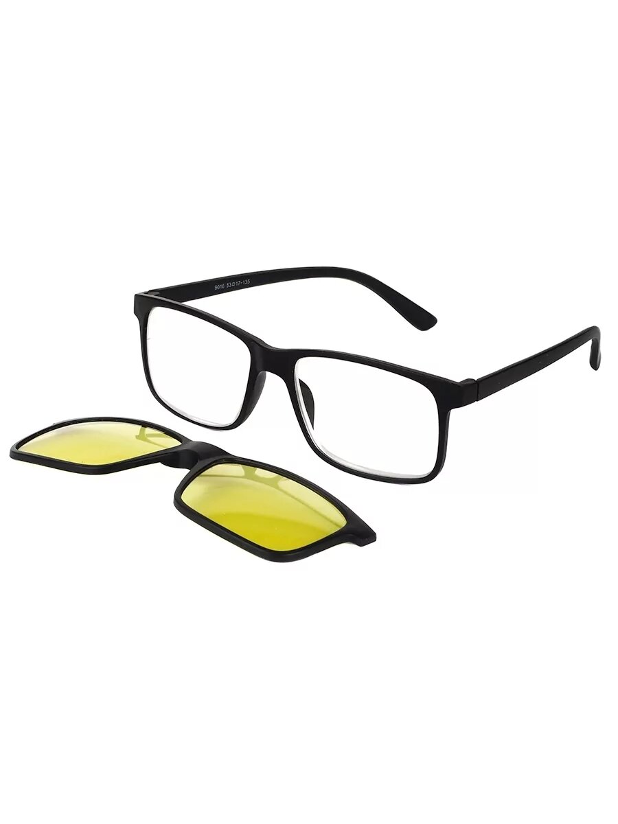 Готовые очки для зрения Sunshine 9016-1 Черные с насадкой 4 в 1 антифара фотохром блю-блокер polarized -9.50 пластиковые