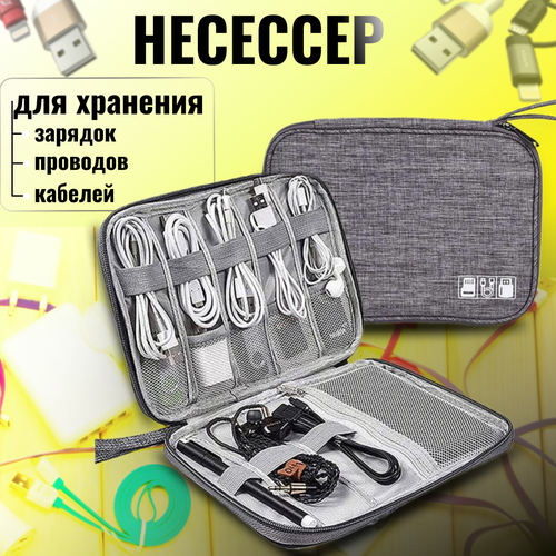 CHU&EL Органайзер для хранения проводов и аксессуаров зарядок удлинителя/ Несессер для дома и дороге