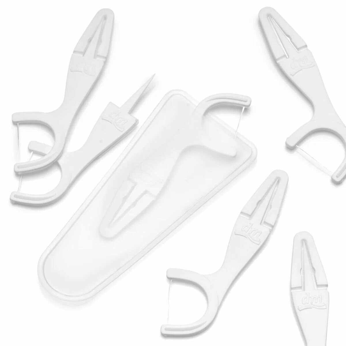 Изображение Флоссеры Dontodent, зубная нить + зубочистка, с чехлом, невощеные, 40 шт, 1 набор
