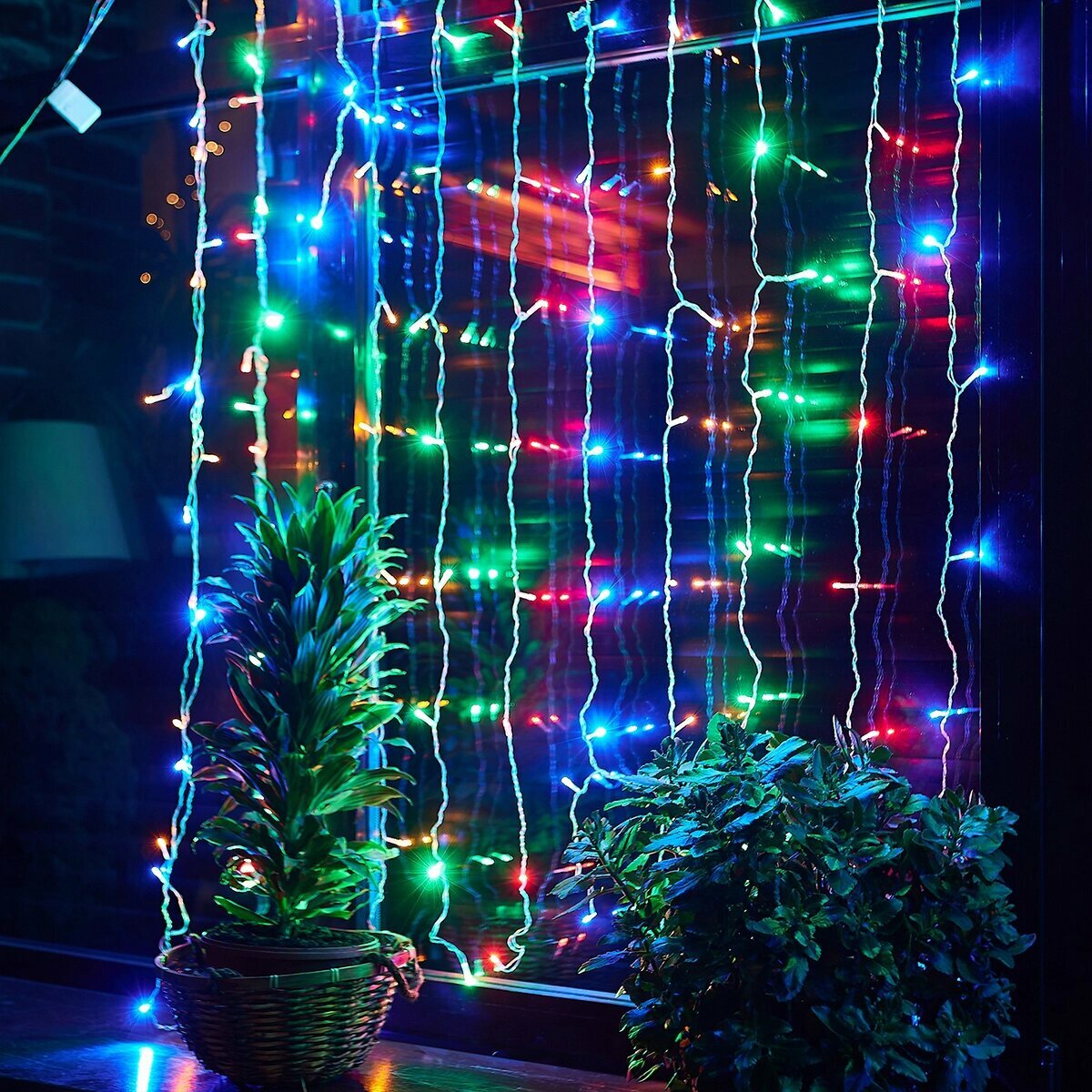 Гирлянда светодиодная 15x15м 100LED мульти провод прозрачный свечение с динамикой 'Дождь' UL-00010912 Uniel