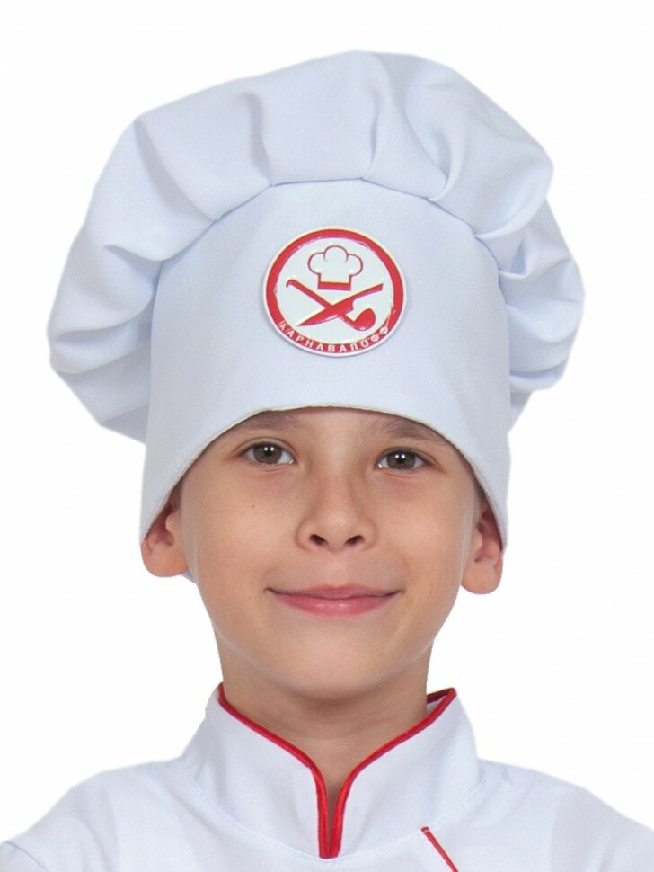 Колпак повара карнавалофф 6196 детский, белый, размер 52-54, всесезонный