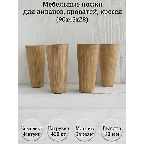 фото Деревянные мебельные ножки для тумбы, комода, пуфика / высота 90 мм / комплект 4 штуки tani yarno