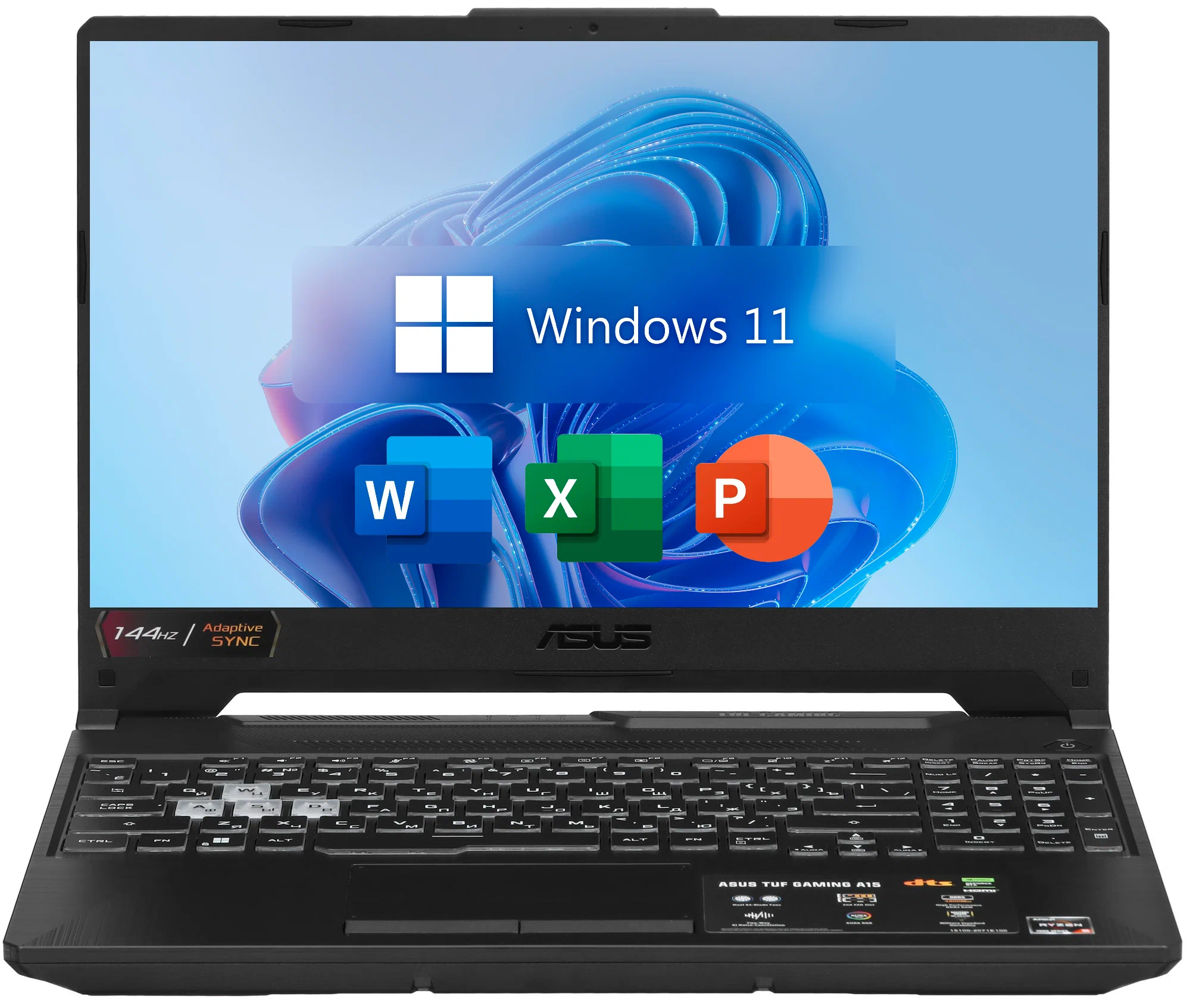 15.6" Игровой ноутбук Asus TUF Gaming 15, AMD Ryzen 5 7535HS (4.55 ГГц), RAM 16 ГБ DDR5, SSD 512 ГБ, NVIDIA GeForce RTX 3050 (4 Гб), Windows 11 Pro + Office 2021 Pro Plus, Русская раскладка