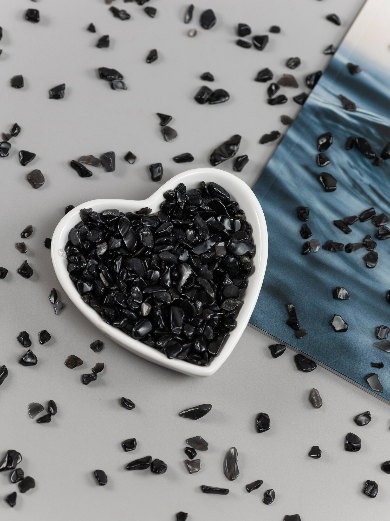 Камни натуральные черный обсидиан 200 гр для декора и творчества, D'Mari