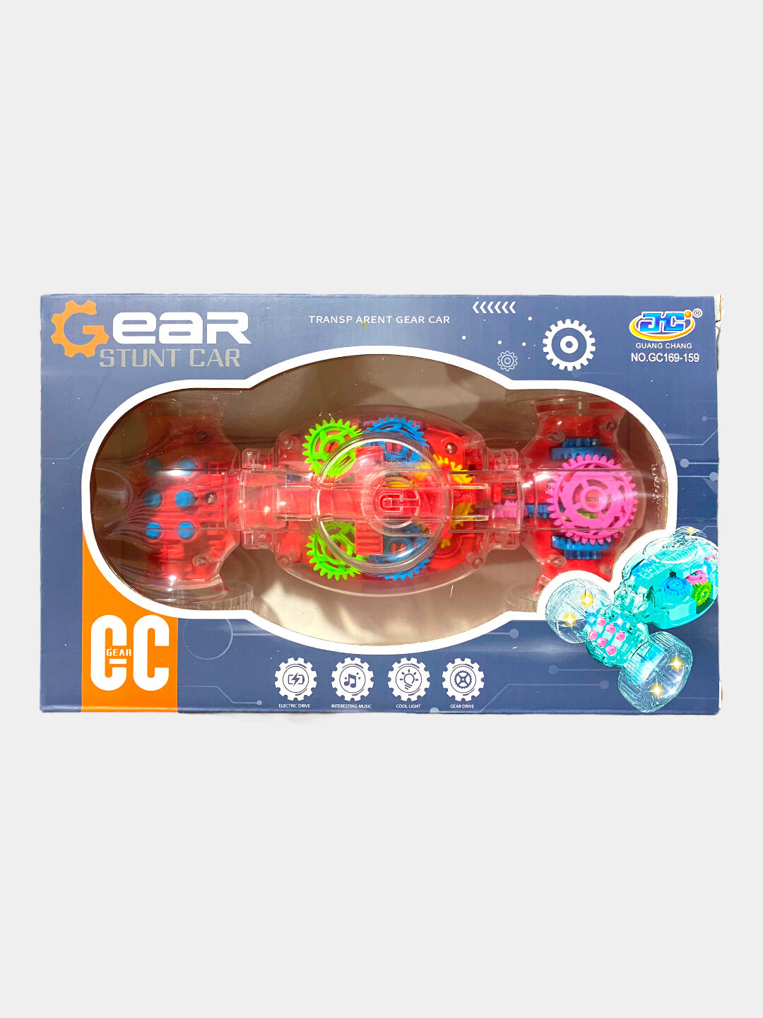 Стант-кар Механизм с подсветкой и звуком, Прозрачный корпус, Развивающая STEM игрушка для детей 3-8 лет Код. 02112