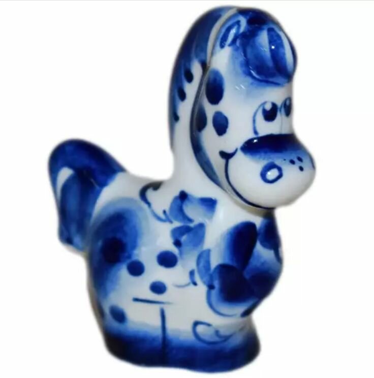 Лошадка малая 68 см гжель Символ года 2026 коллекционный сувенир подарок на Новый год рождество