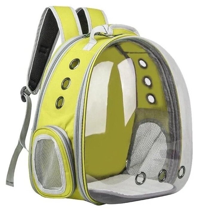Рюкзак палатка для переноски животных, кошек, маленьких собак Petsy transparent (желтый) - фотография № 8