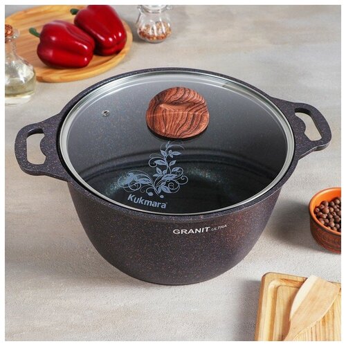 Кастрюля Granit ultra blue, 6 л, стеклянная крышка
